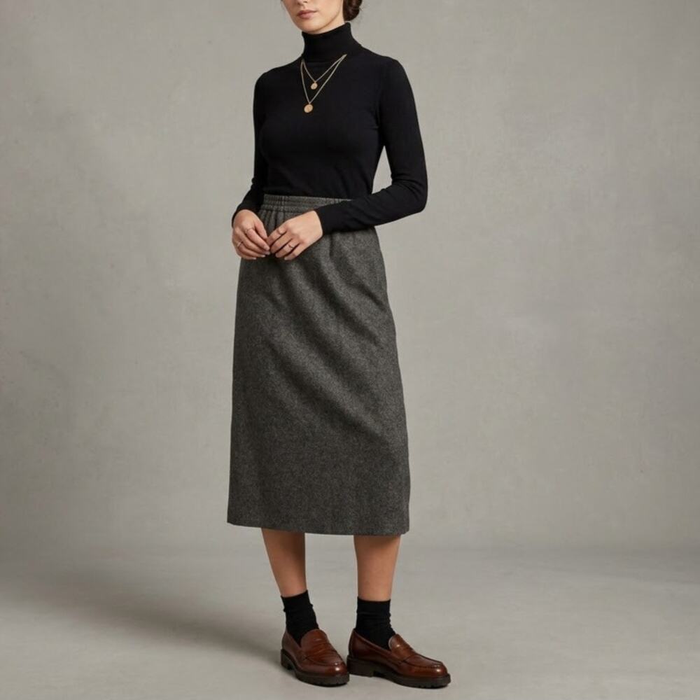 Vintage 90s Sag Harbor Grey Wool Blend Midi Skirt ✨
